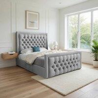 KDMD Ugborough Upholstered Grey Soft Velvet Designer Bed Frame | Size: Single