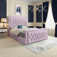 KDMD Ugborough Upholstered Pink Soft Velvet Designer Bed Frame | Size: Single
