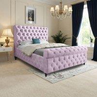 KDMD Wareham Sleigh Upholstered Pink Soft Velvet Designer Bed Frame | Size: Small Double