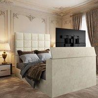 KDMD Woolverstone Upholstered Cream TV Bed Frame | Size: Small Double