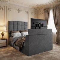 KDMD Woolverstone Upholstered Grey TV Bed Frame | Size: Small Double