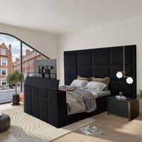 KDMD Alwoodley Upholstered Black Television Bed Frame | Size: Small Double