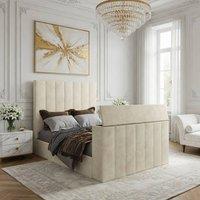 KDMD Ardley Upholstered Soft Velvet Line Cream Tv Bespoke Bed Frame | Size: Super King