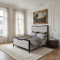 KDMD Crundale Luxury Metal & Fabric Silver Bed Frame | Size: King