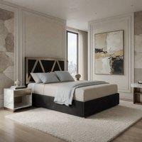KDMD Eskdale Upholstered Soft Velvet Black Metal Designer Bed Frame | Size: King