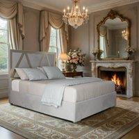 KDMD Eskdale Upholstered Soft Velvet Grey Metal Designer Bed Frame | Size: King