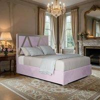 KDMD Eskdale Upholstered Soft Velvet Pink Metal Designer Bed Frame | Size: King
