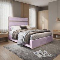KDMD Horam Upholstered Soft Velvet Pink Metal Designer Bed Frame | Size: Single