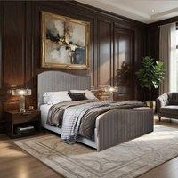 KDMD Hythe Upholstered Soft Velvet Grey Metal Designer Bed Frame | Size: King