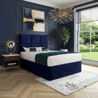 KDMD Itchen Upholserted Floorstanding Headboard Blue Designer Bed Frame | Size: Single