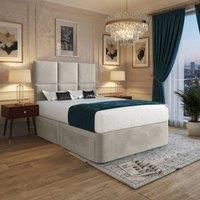 KDMD Itchen Upholserted Floorstanding Headboard Beige Designer Bed Frame in Cream | Size: King
