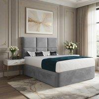 KDMD Itchen Upholserted Floorstanding Headboard Grey Designer Bed Frame | Size: Single