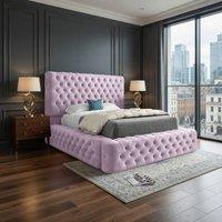 KDMD Littleton Pleated Upholstery Pink Designer Bed Frame | Size: Small Single
