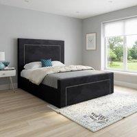 KDMD Lyminge Upholstered Black Soft Velvet Designer Bed Frame | Size: Super King