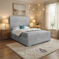 KDMD Lyminge Upholstered Grey Soft Velvet Designer Bed Frame | Size: Super King