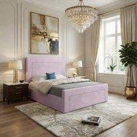 KDMD Lyminge Upholstered Pink Soft Velvet Designer Bed Frame | Size: Double