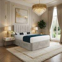 KDMD Quidenham Upholstered Beige Soft Velvet Designer Bed Frame in Cream | Size: Small Single