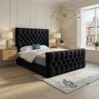 KDMD Workington Upholstered Black Soft Velvet Designer Bed Frame | Size: Double