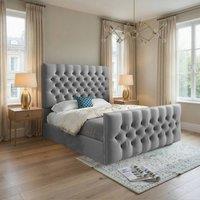 KDMD Workington Upholstered Grey Soft Velvet Designer Bed Frame | Size: Double