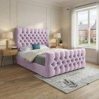 KDMD Workington Upholstered Pink Soft Velvet Designer Bed Frame | Size: Super King