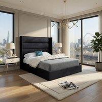 KDMD Yeovil Winged Upholstered Black Soft Velvet Designer Bed Frame | Size: Super King