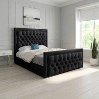 KDMD Sway Upholstered Black Soft Velvet Designer Bed Frame | Size: Double