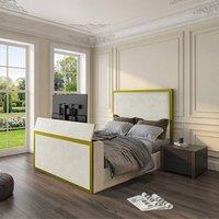 KDMD Woldingham Upholstered Electric Media Gold & Cream White TV Bed Frame | Size: Small Double
