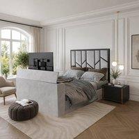 KDMD Alderley Luxe Upholstered Silver Television Bed Frame | Size: Double