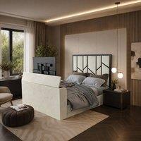 KDMD Alderley Luxe Upholstered Cream Television Bed Frame | Size: Double
