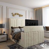 KDMD Artlebeck Upholstered Soft Velvet Cream Tv Bespoke Bed Frame | Size: Double