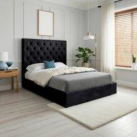KDMD Fetcham Upholstered Black Soft Velvet Designer Bed Frame | Size: Small Double