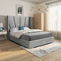 KDMD Glapthorn Wide Curved Grey Soft Velvet Designer Bed Frame | Size: King