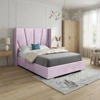 KDMD Glapthorn Wide Curved Pink Soft Velvet Designer Bed Frame | Size: King