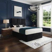 KDMD Isham Upholserted Floorstanding Headboard Black Designer Bed Frame | Size: Small Double