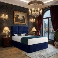 KDMD Isham Upholserted Floorstanding Headboard Blue Designer Bed Frame | Size: Small Double