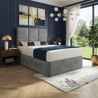KDMD Isham Upholserted Floorstanding Headboard Grey Designer Bed Frame | Size: Double