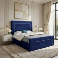 KDMD Lutterworth Upholstered Blue Soft Velvet Designer Bed Frame | Size: King