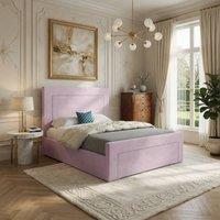 KDMD Lutterworth Upholstered Pink Soft Velvet Designer Bed Frame | Size: Double