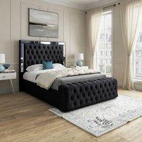 KDMD Redesdale Mirror Upholstered Black Soft Velvet Designer Bed Frame | Size: Double