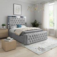 KDMD Redesdale Mirror Upholstered Grey Soft Velvet Designer Bed Frame | Size: Small Double