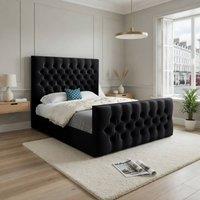KDMD Rothwell Upholstered Black Soft Velvet Designer Bed Frame | Size: King