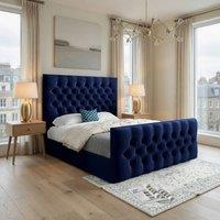 KDMD Rothwell Upholstered Blue Soft Velvet Designer Bed Frame | Size: King