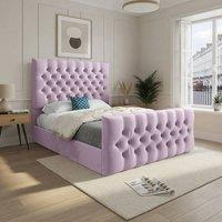 KDMD Rothwell Upholstered Pink Soft Velvet Designer Bed Frame | Size: Double