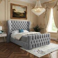 KDMD Silverdale Wide Curved Grey Soft Velvet Designer Bed Frame | Size: Super King