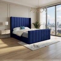 KDMD Stretton Winged Upholstered Blue Soft Velvet Designer Bed Frame | Size: Small Double