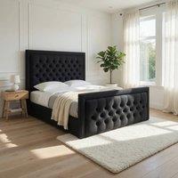 KDMD Swanscombe Upholstered Black Soft Velvet Designer Bed Frame | Size: King