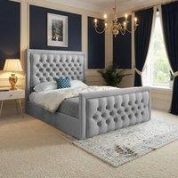 KDMD Swanscombe Upholstered Grey Soft Velvet Designer Bed Frame | Size: King