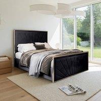 KDMD Thornbury Upholstered Soft Velvet Black Metal Designer Bed Frame | Size: Small Double