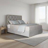 KDMD Tredington Upholstered Soft Velvet Grey Metal Designer Bed Frame | Size: Super King