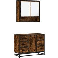 Berkfield Home 2 Piece Bathroom Furniture Set Smoked Oak Engineered Wood in Brown